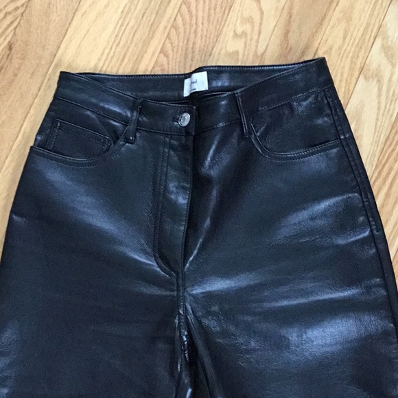 Women's Black Leather Pants - Picture 2 of 3